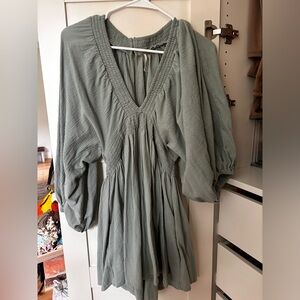 Free People For the Moment Mini Dress in the color Blue Surf Size S